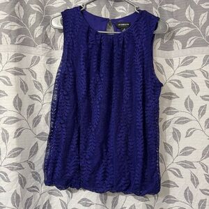 Liz Claiborne Women's Deep Blue Purple Lace Tank Top